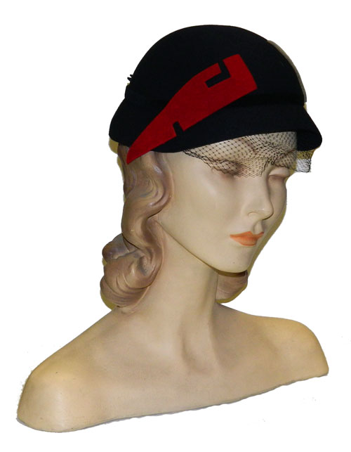 1950's navy blue felt hat