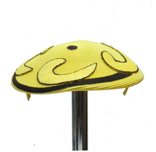 1950's yellow and black straw hat