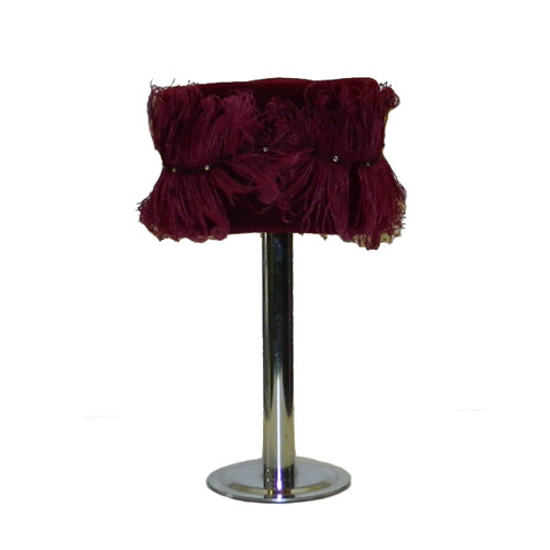 1960's burgundy velour feather hat