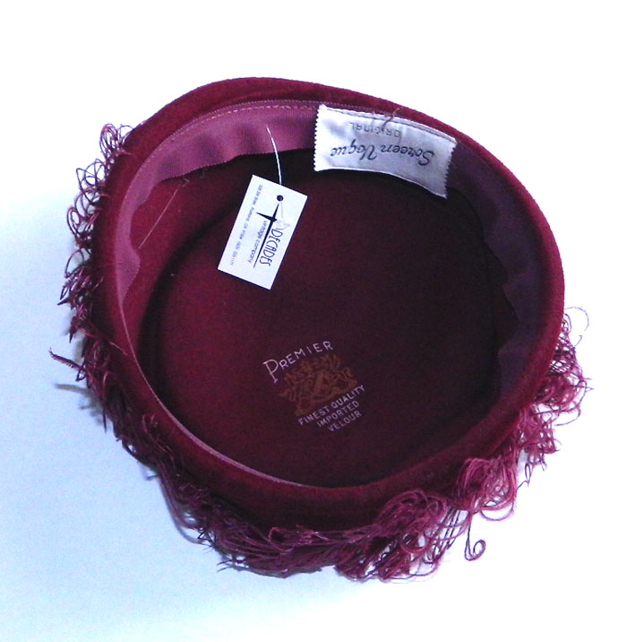 burgandy pill box hat