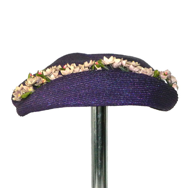 1950's purple straw hat