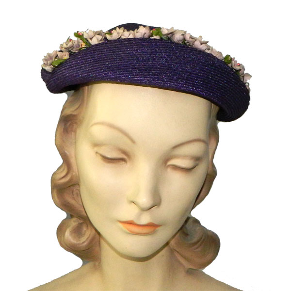 1950's purple straw hat