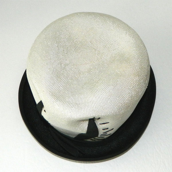 1960's black and white straw hat