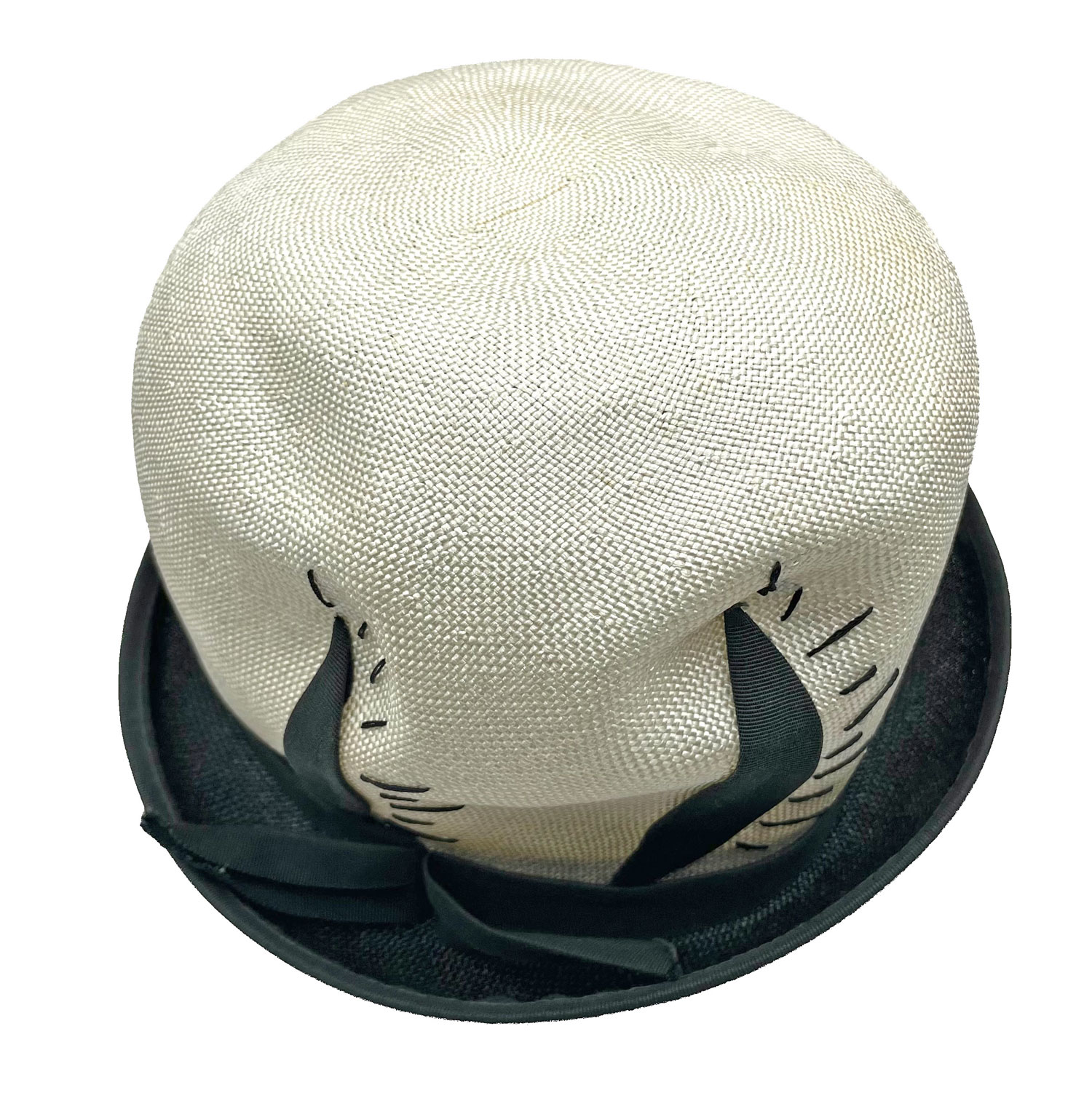 1960's black and white straw hat