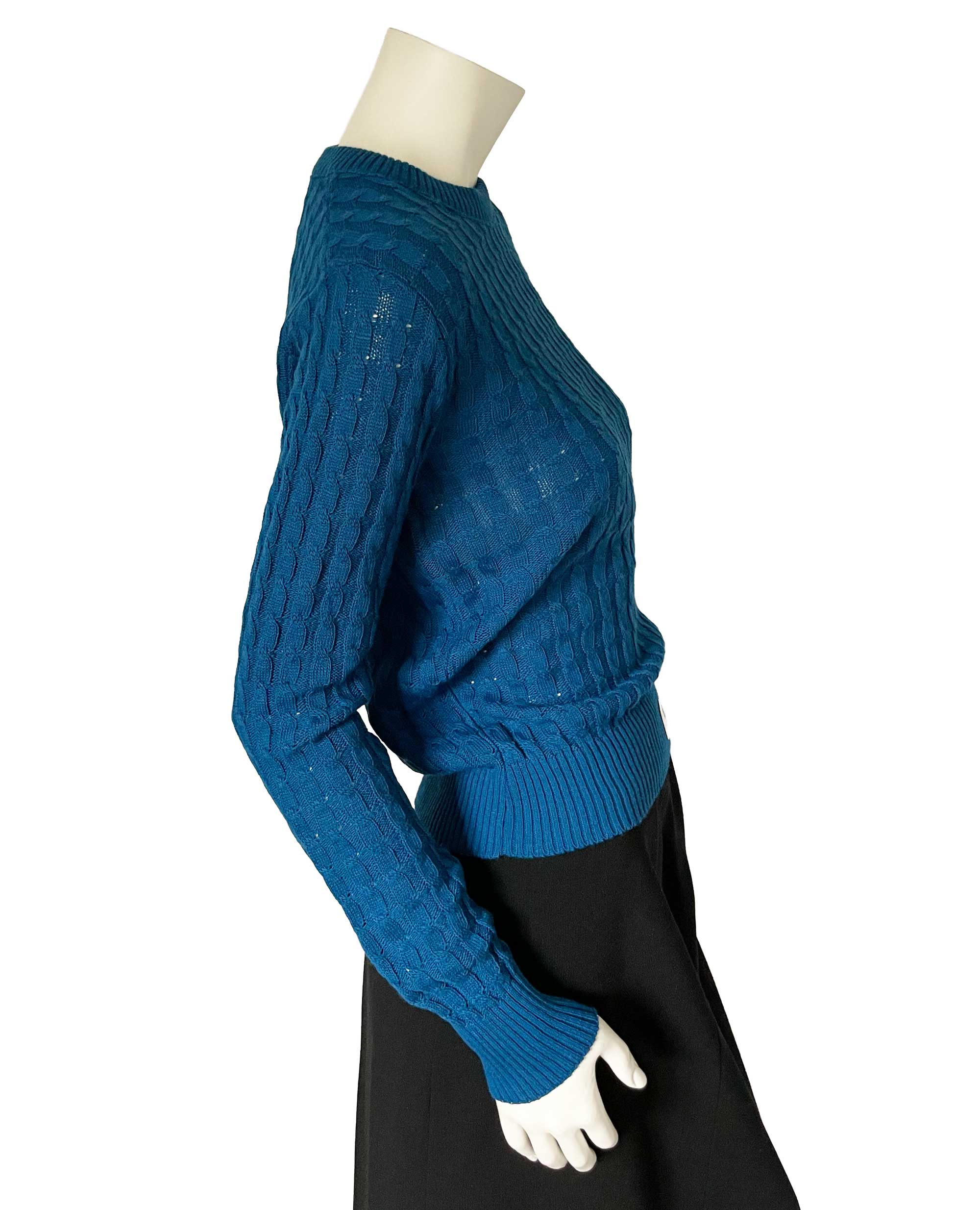 Vintage Cerulean Cable Knit Sweater
