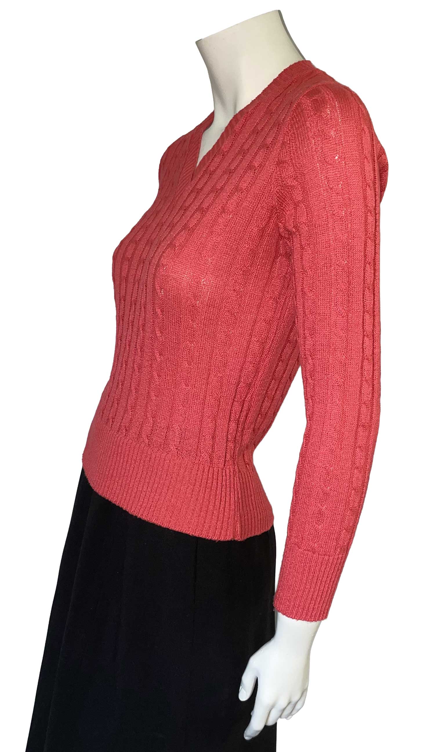 Vintage Coral Cable Knit Sweater