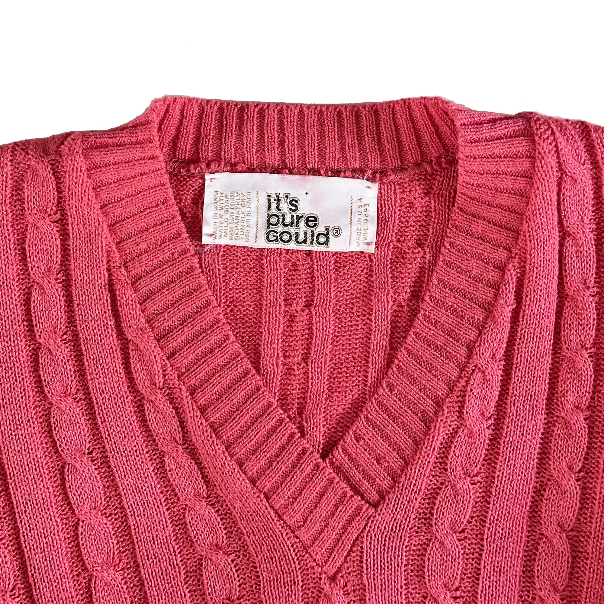 Vintage Coral Cable Knit Sweater