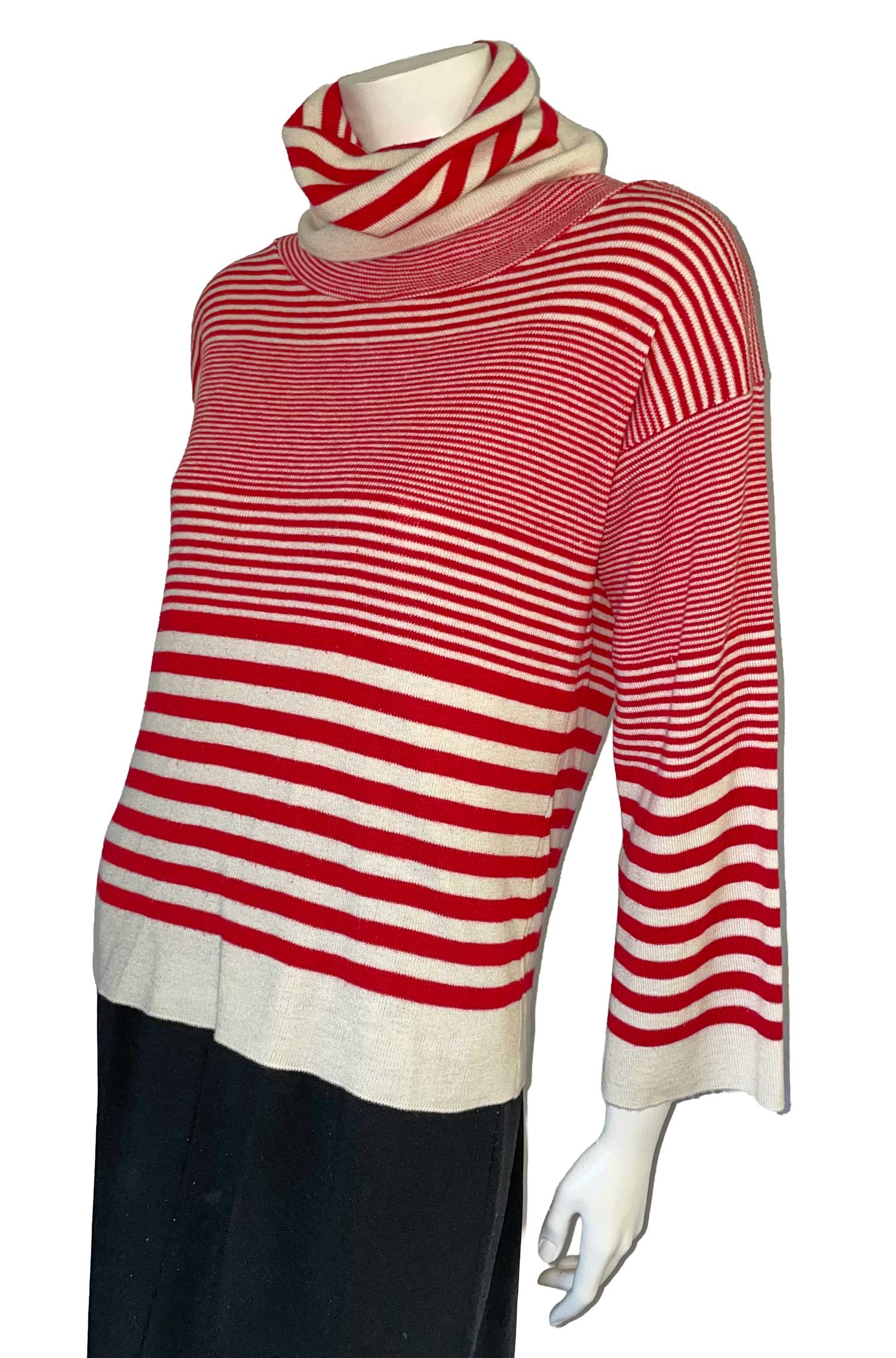 Vintage Red Striped Turtleneck Sweater