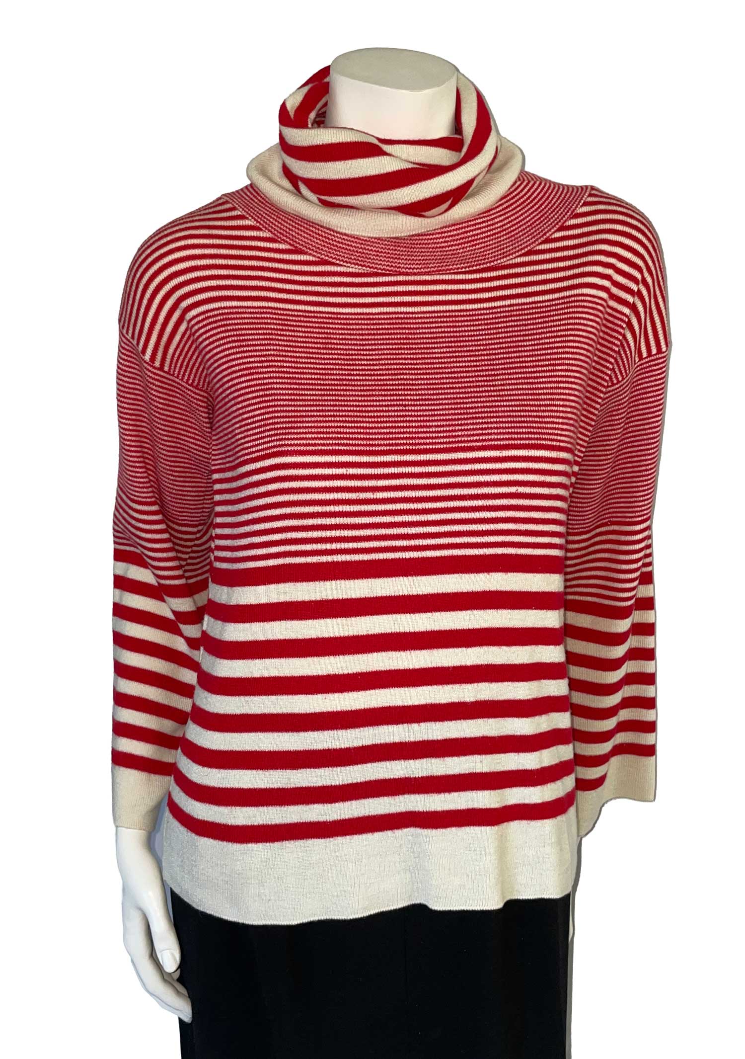 Vintage Red Striped Turtleneck Sweater