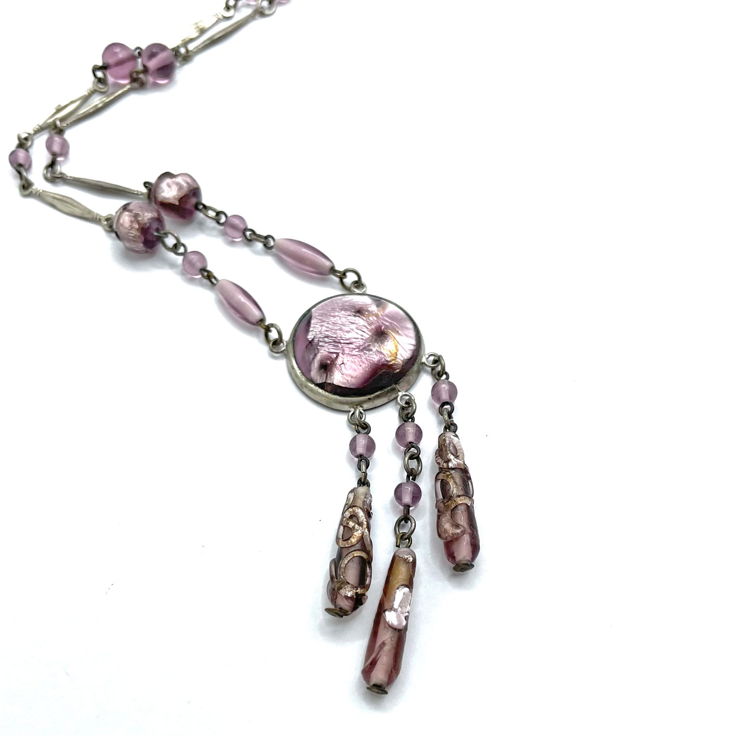 purple glass beaded necklace