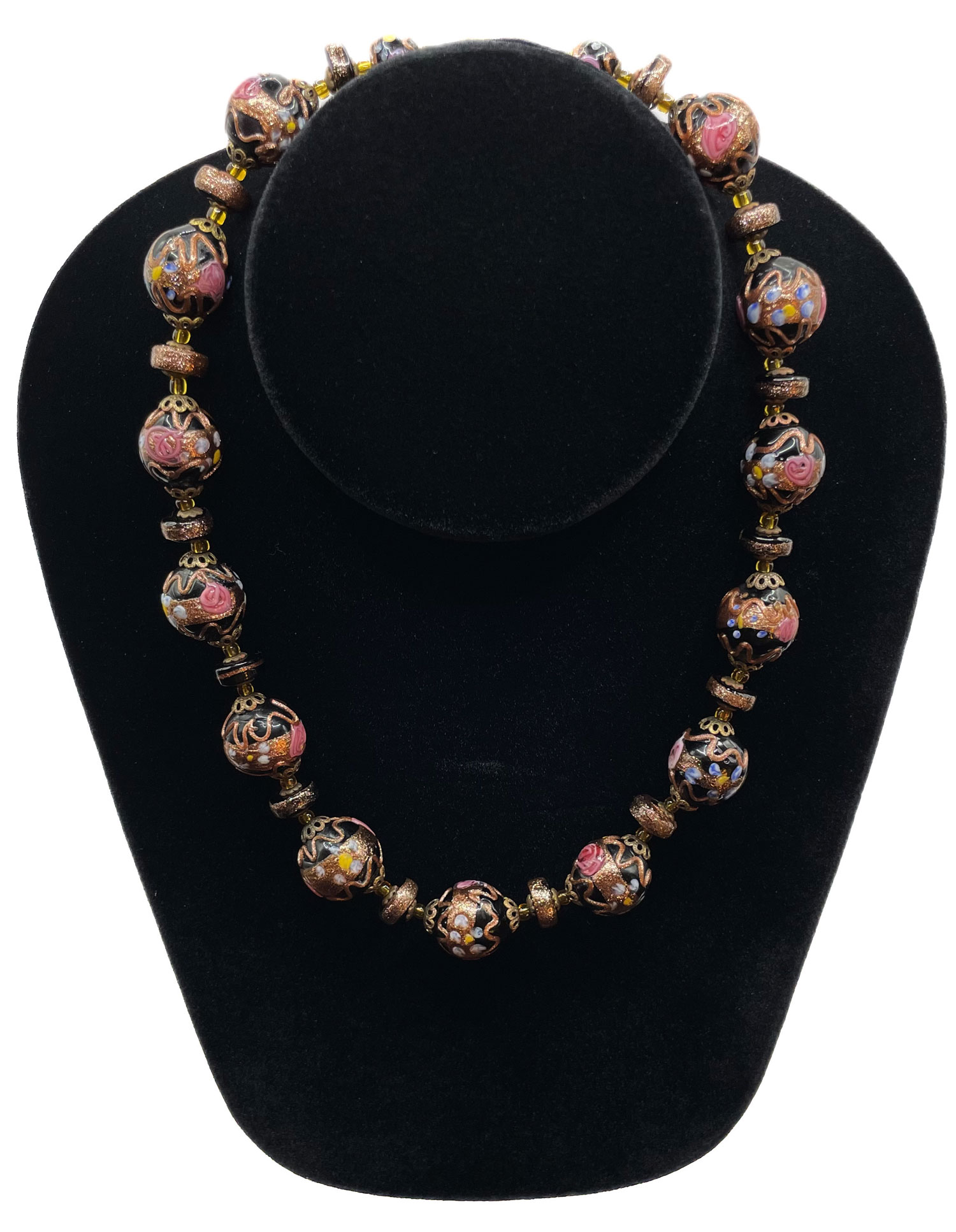 Venetian glass wedding cake bead necklace