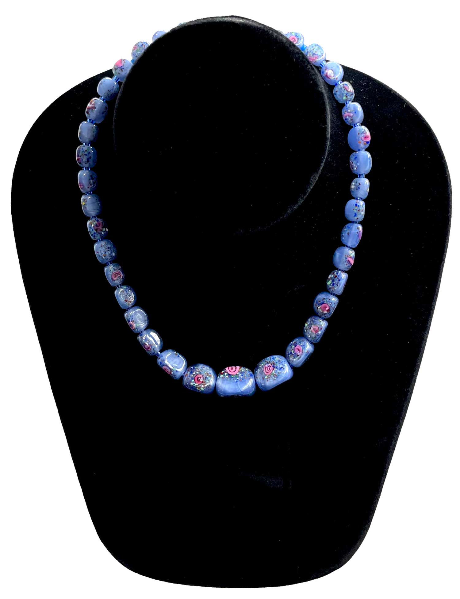 Blue Murano glass bead necklace