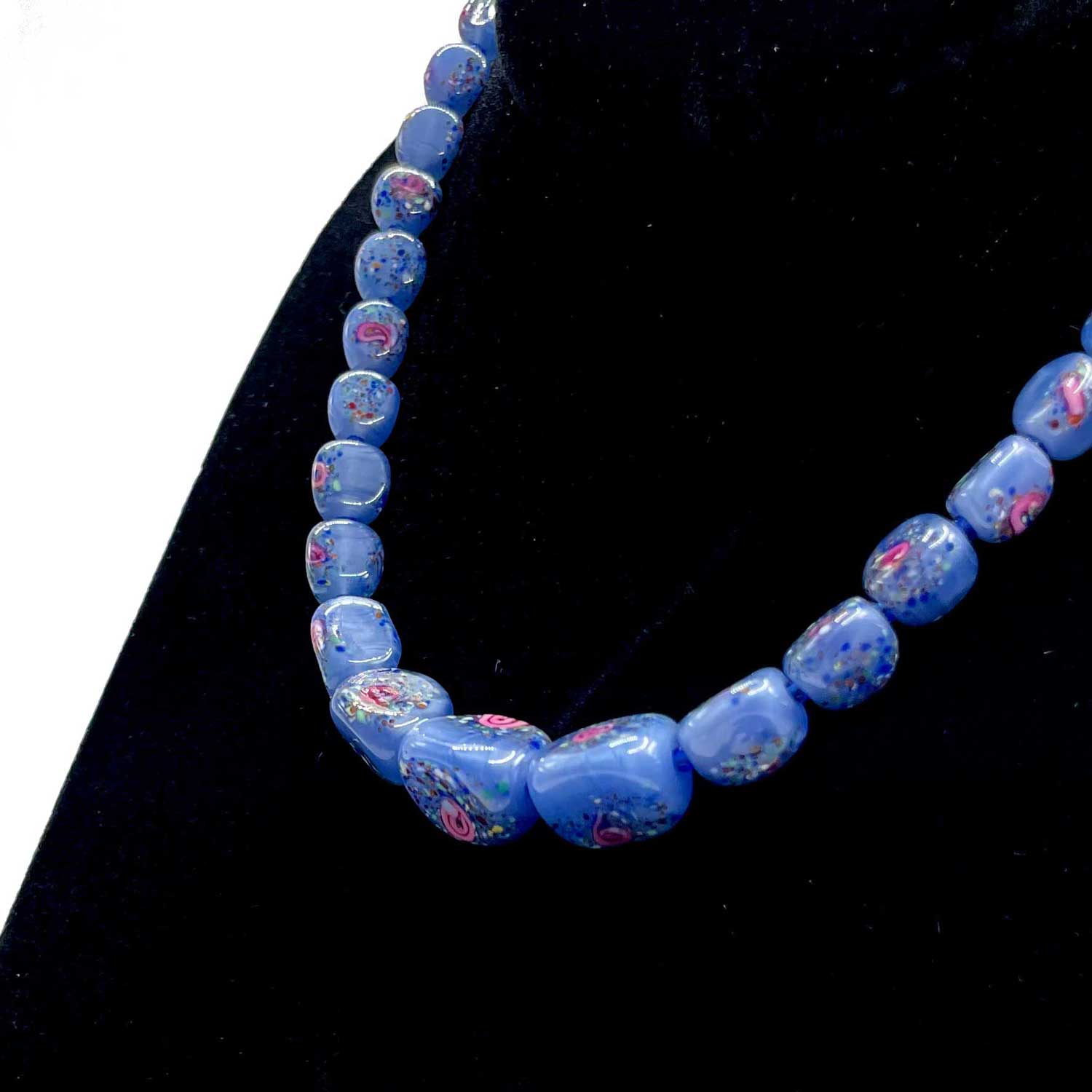 Blue Murano glass bead necklace