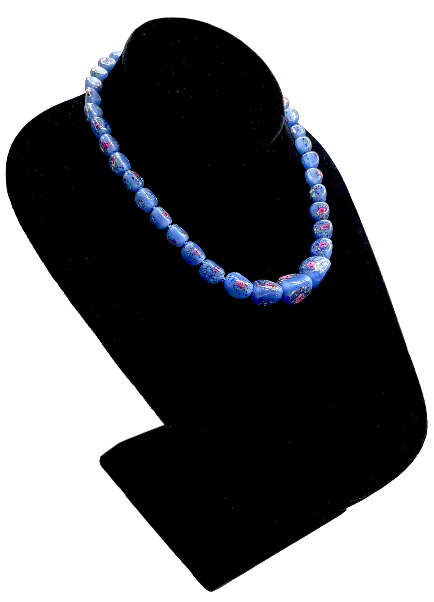 Blue Murano glass bead necklace