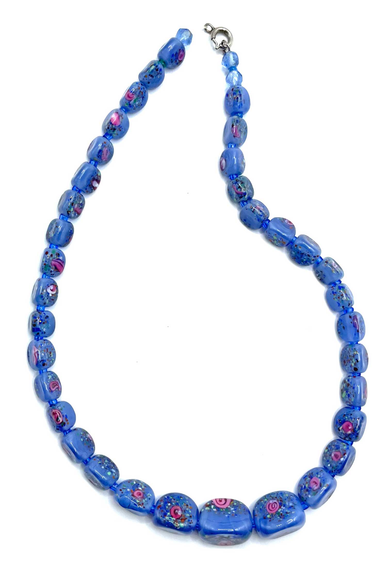 Blue Murano glass bead necklace