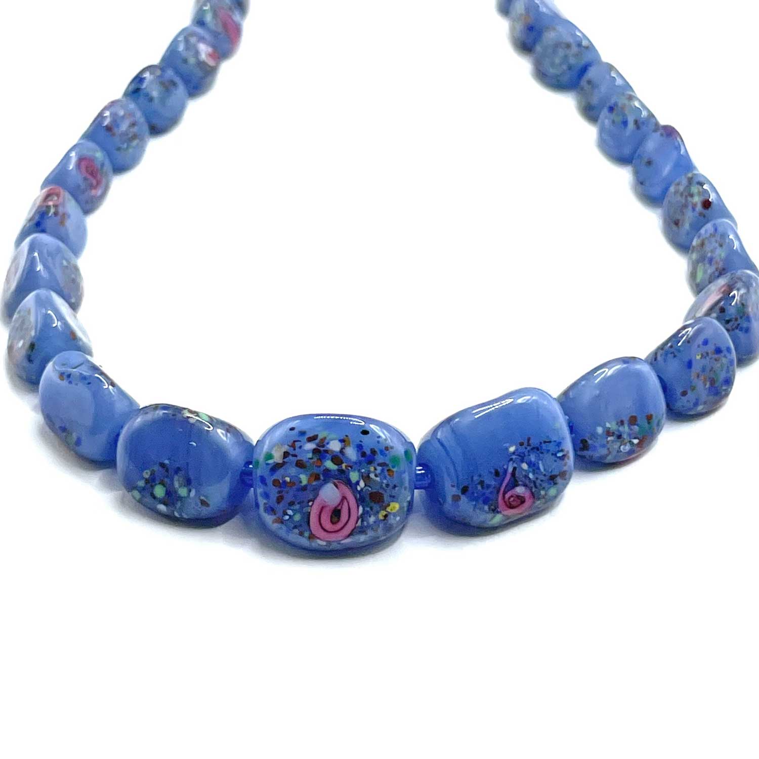 Blue Murano glass bead necklace