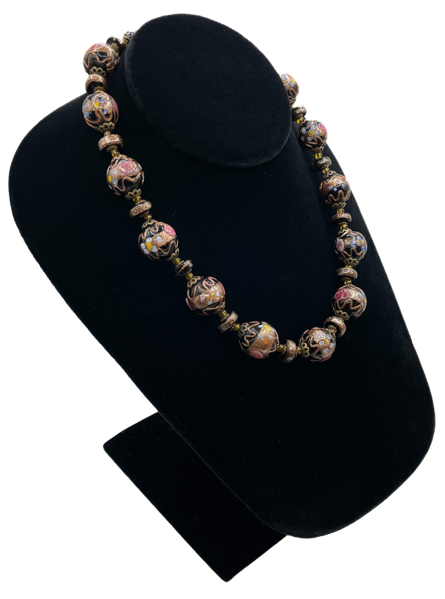 Venetian glass wedding cake bead necklace