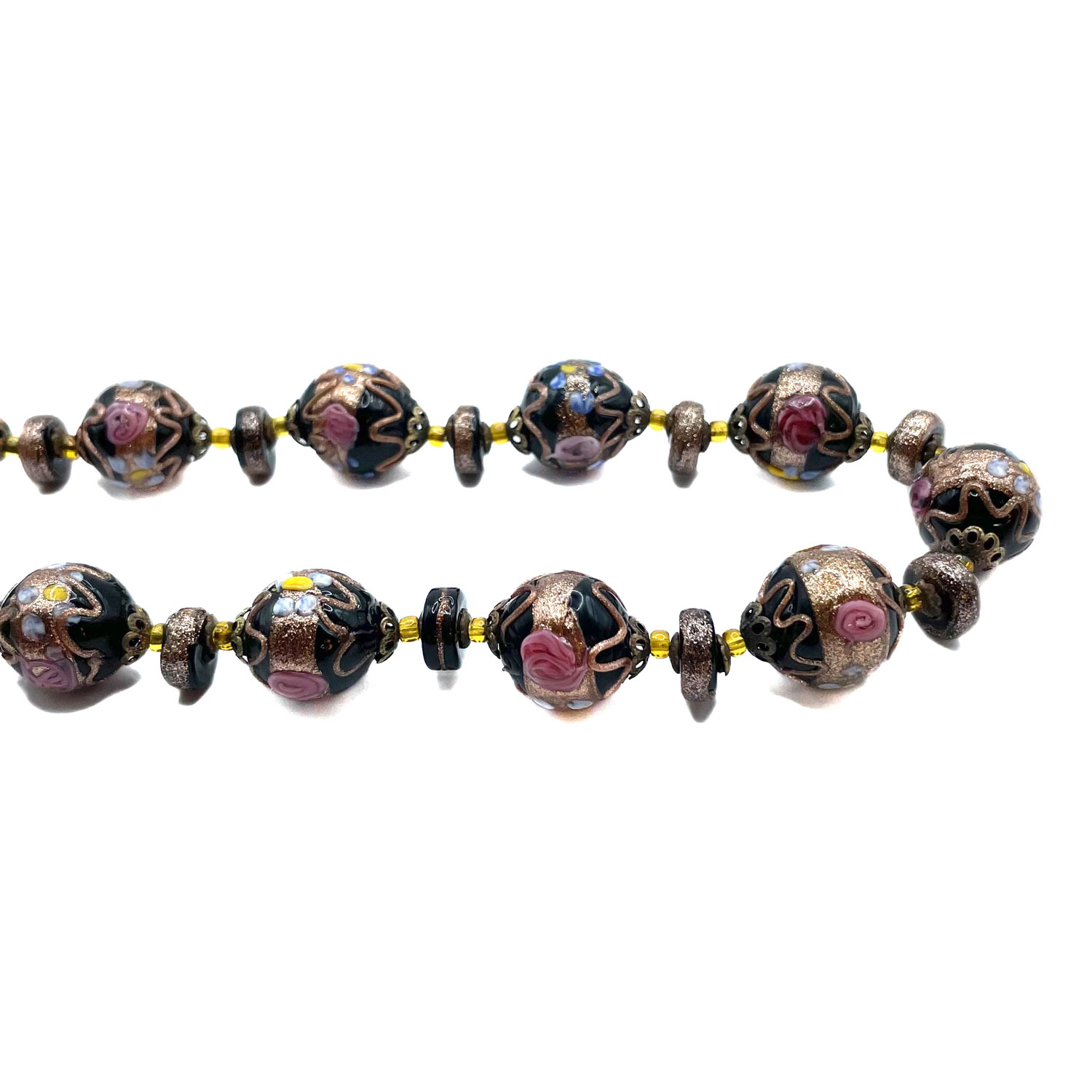 Venetian glass wedding cake bead necklace