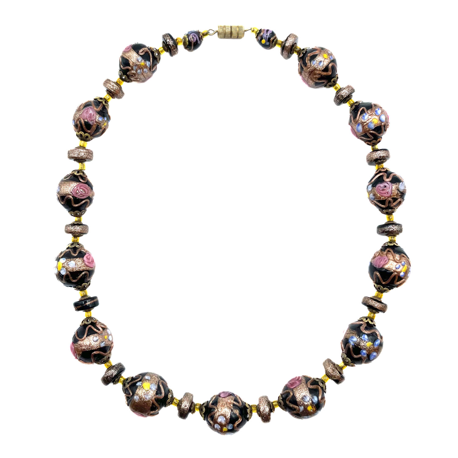 Venetian glass wedding cake bead necklace