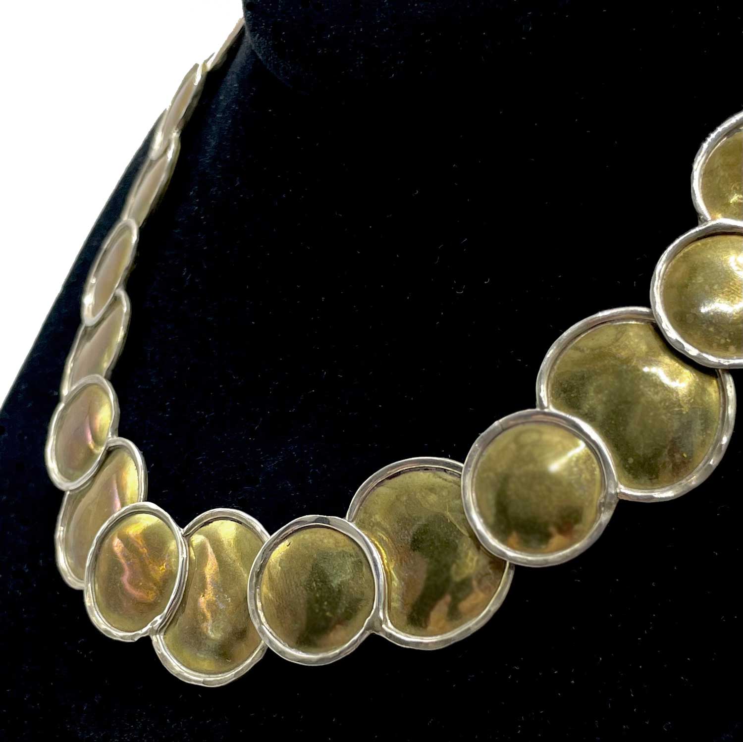 Artisan brass circles necklace