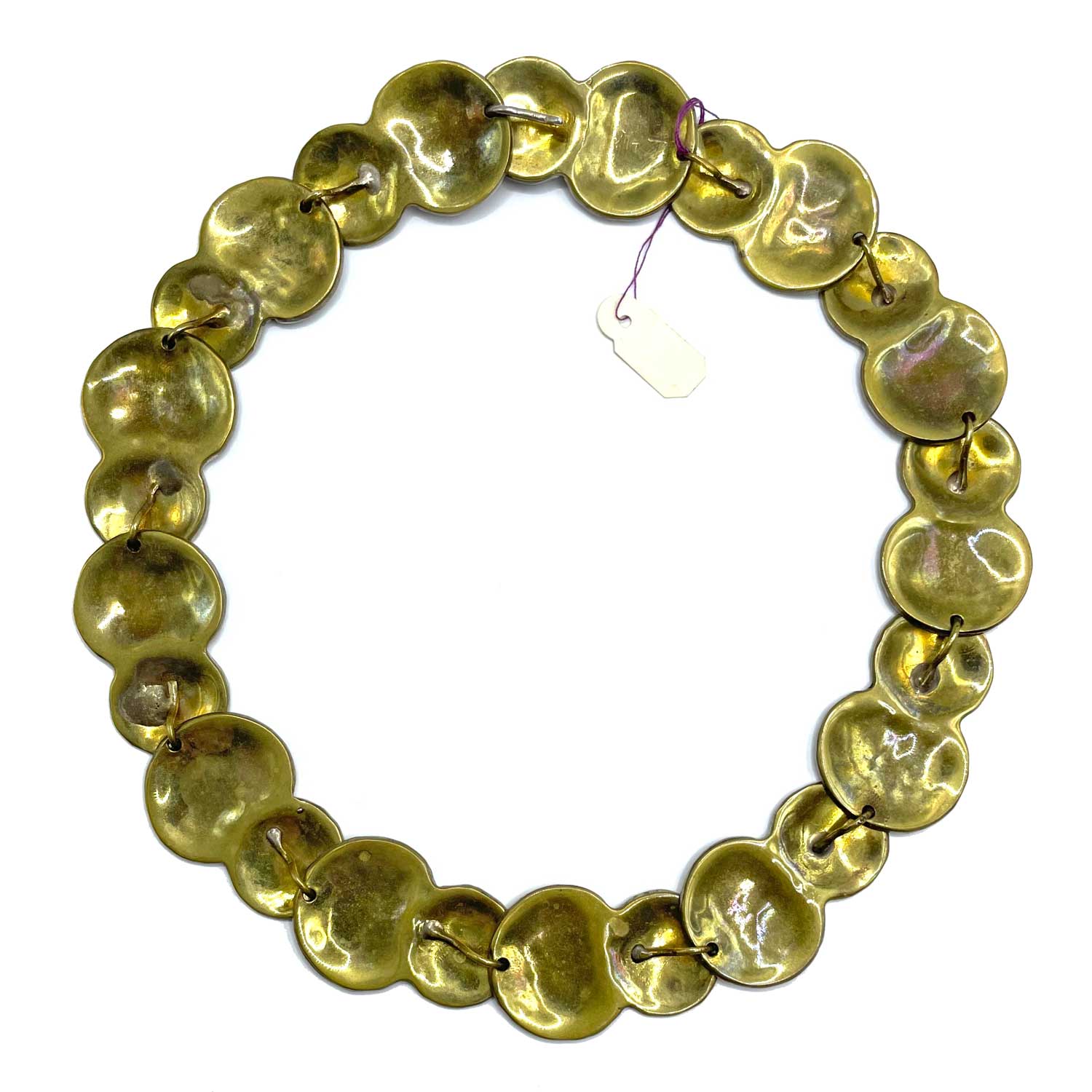 Artisan brass circles necklace
