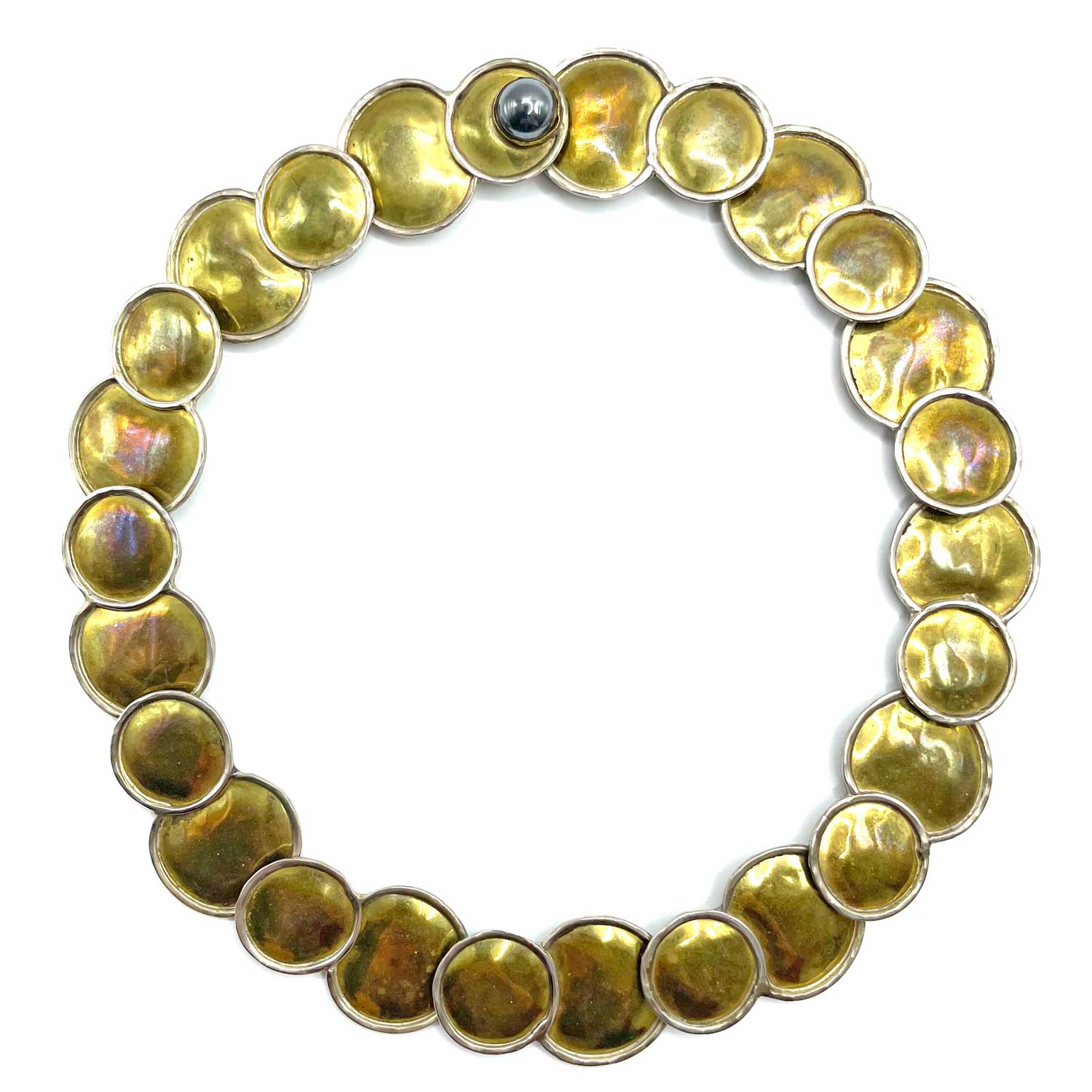 Artisan brass circles necklace