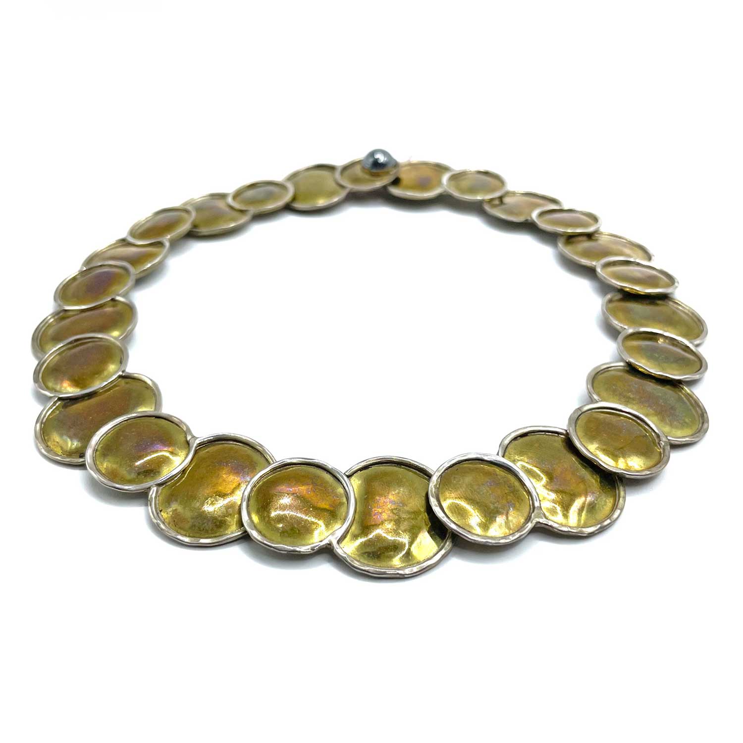 Artisan brass circles necklace