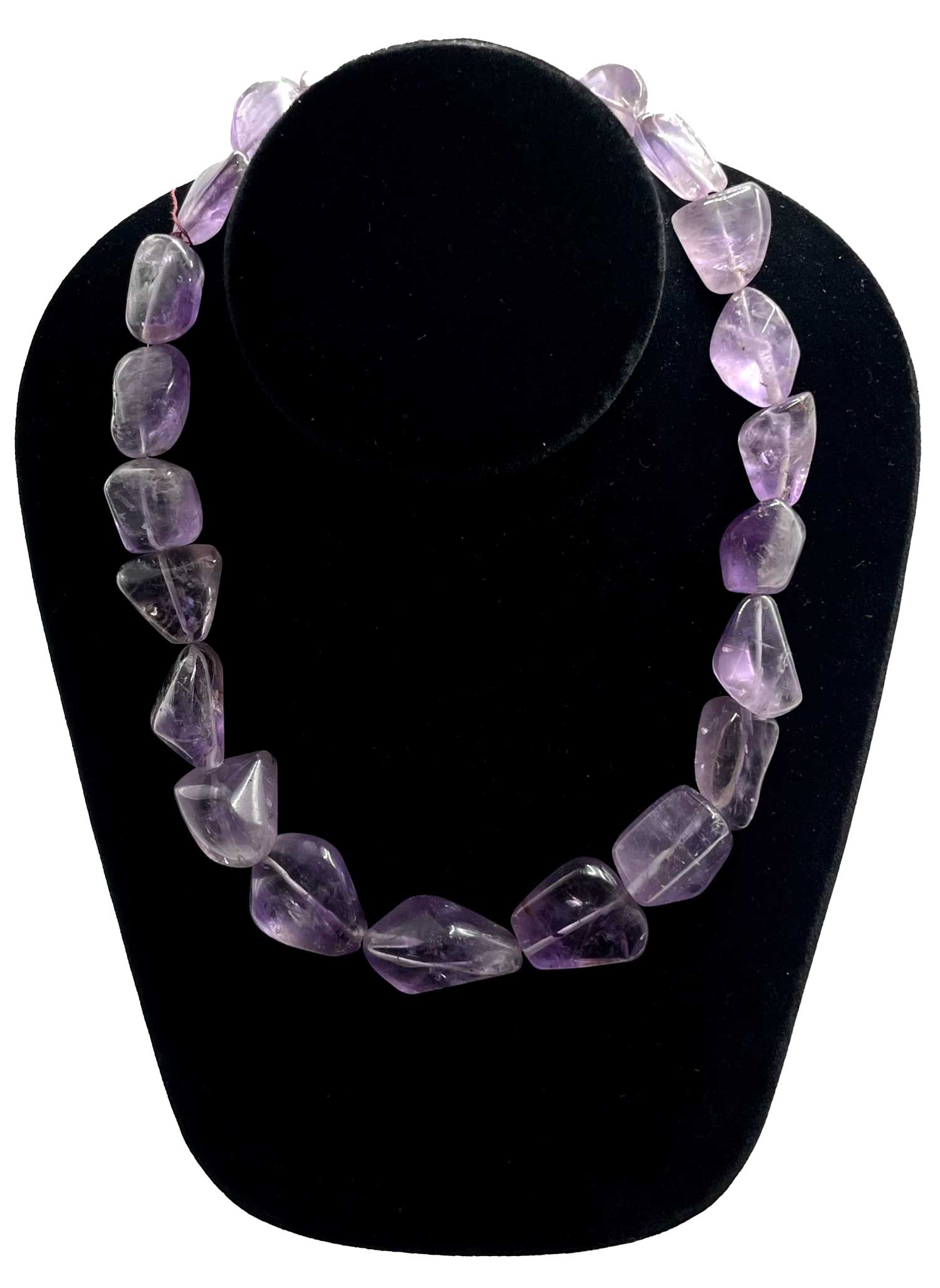 Polished amethyst stone necklace