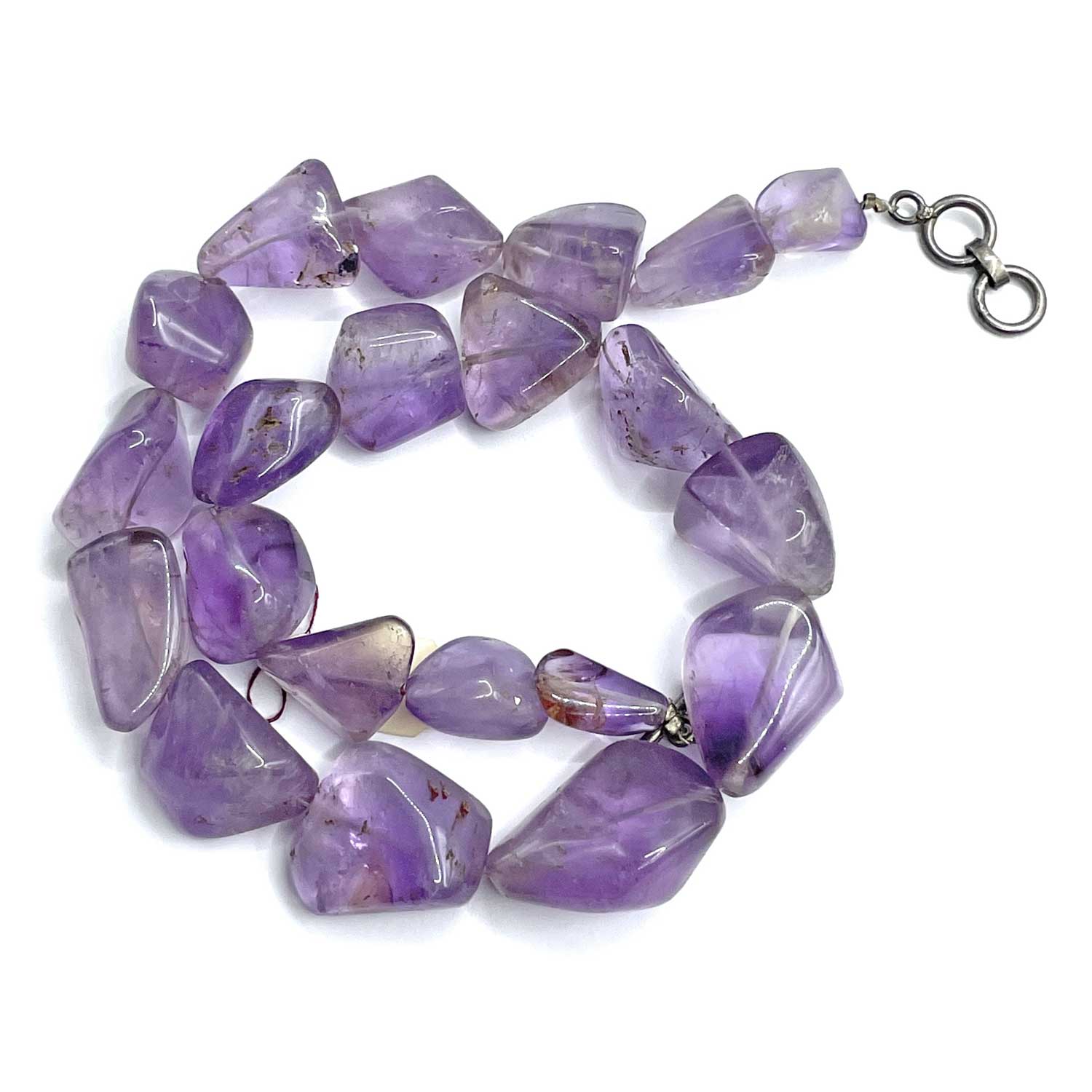 Polished amethyst stone necklace