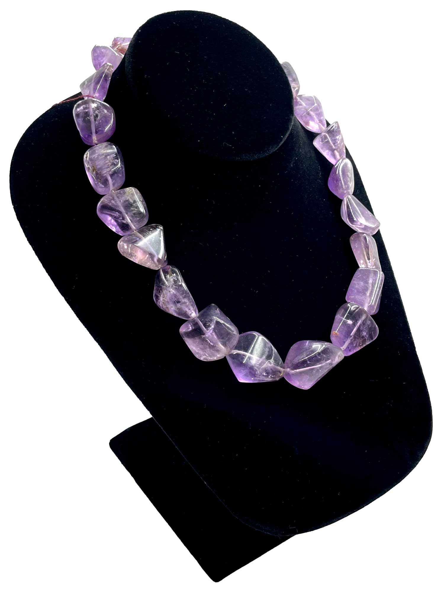 Polished amethyst stone necklace