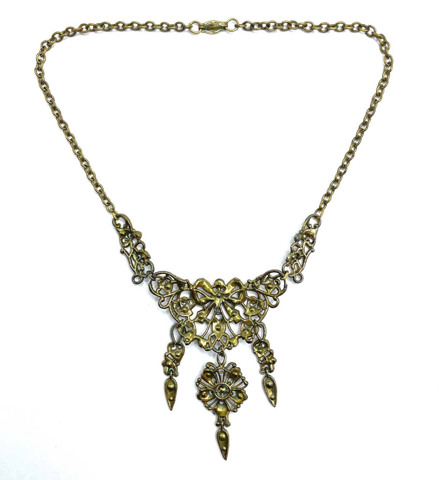 1930s Multi Color Rhinestone Necklace
