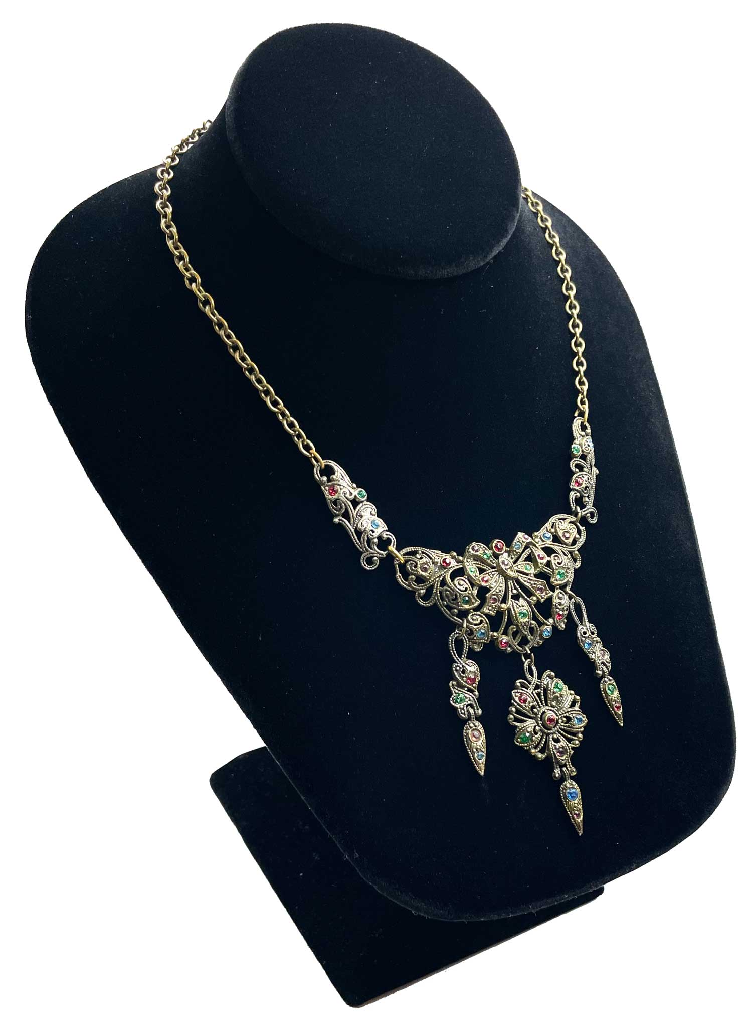 1930s Multi Color Rhinestone Necklace