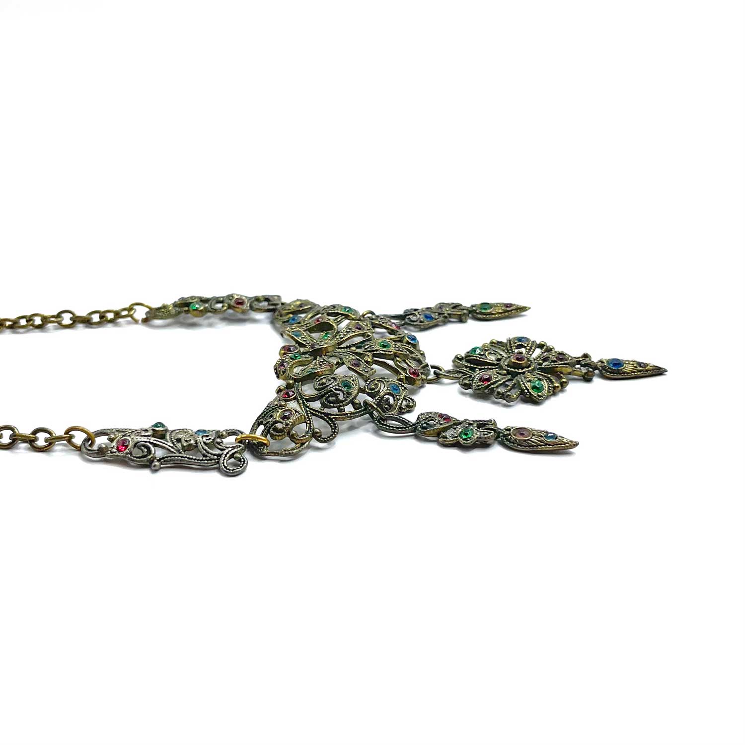 1930s Multi Color Rhinestone Necklace
