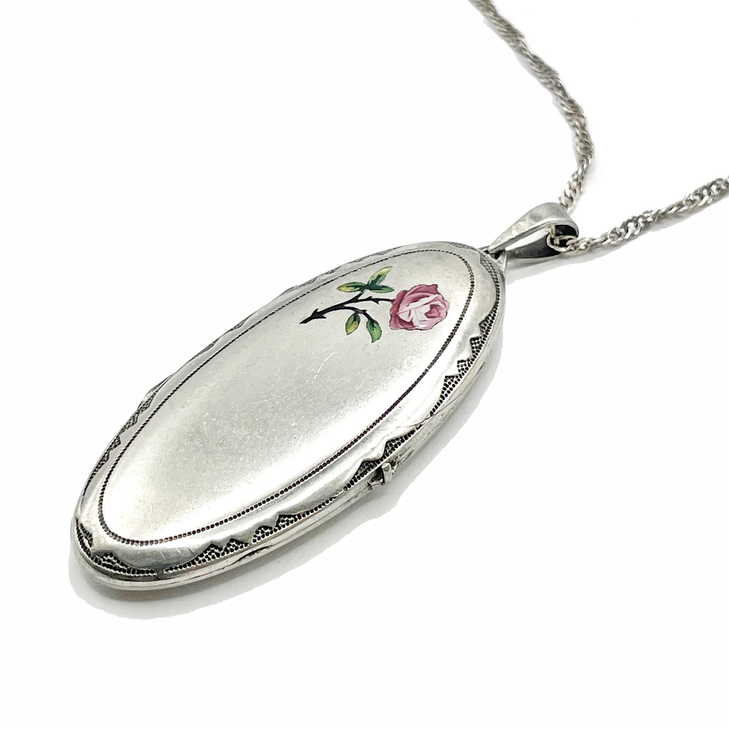 1920s rose enameled locket 