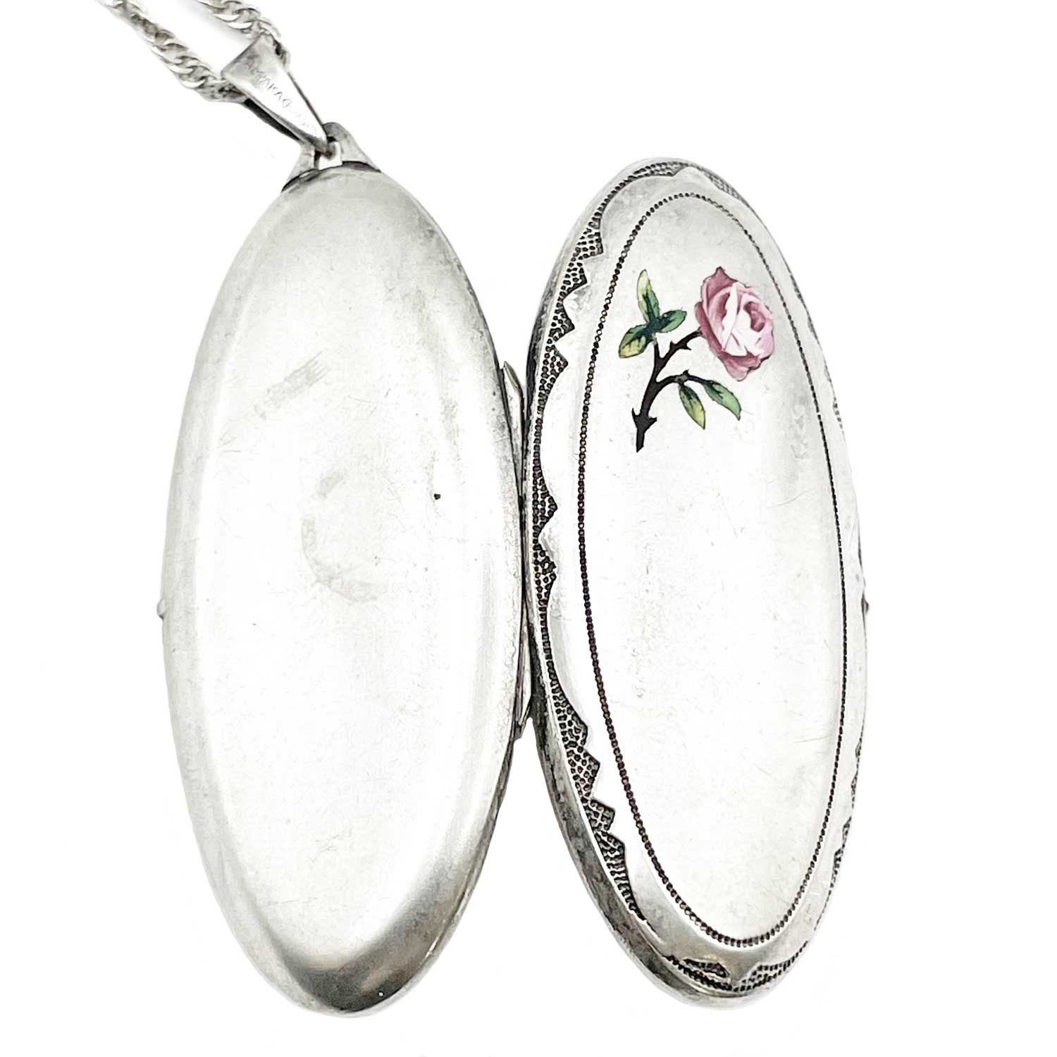 1920s rose enameled locket 