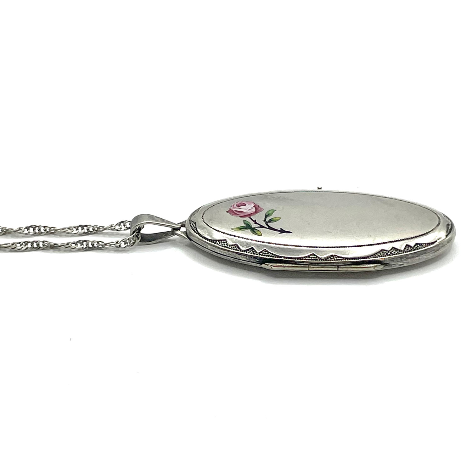 1920s rose enameled locket 