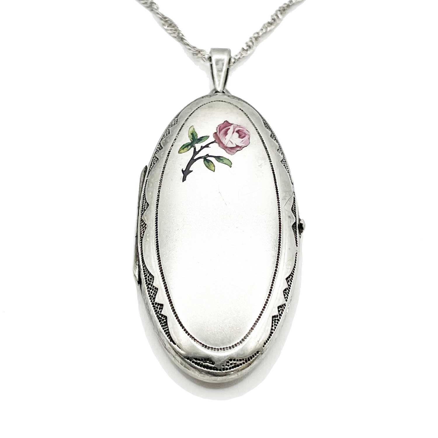 1920s rose enameled locket 