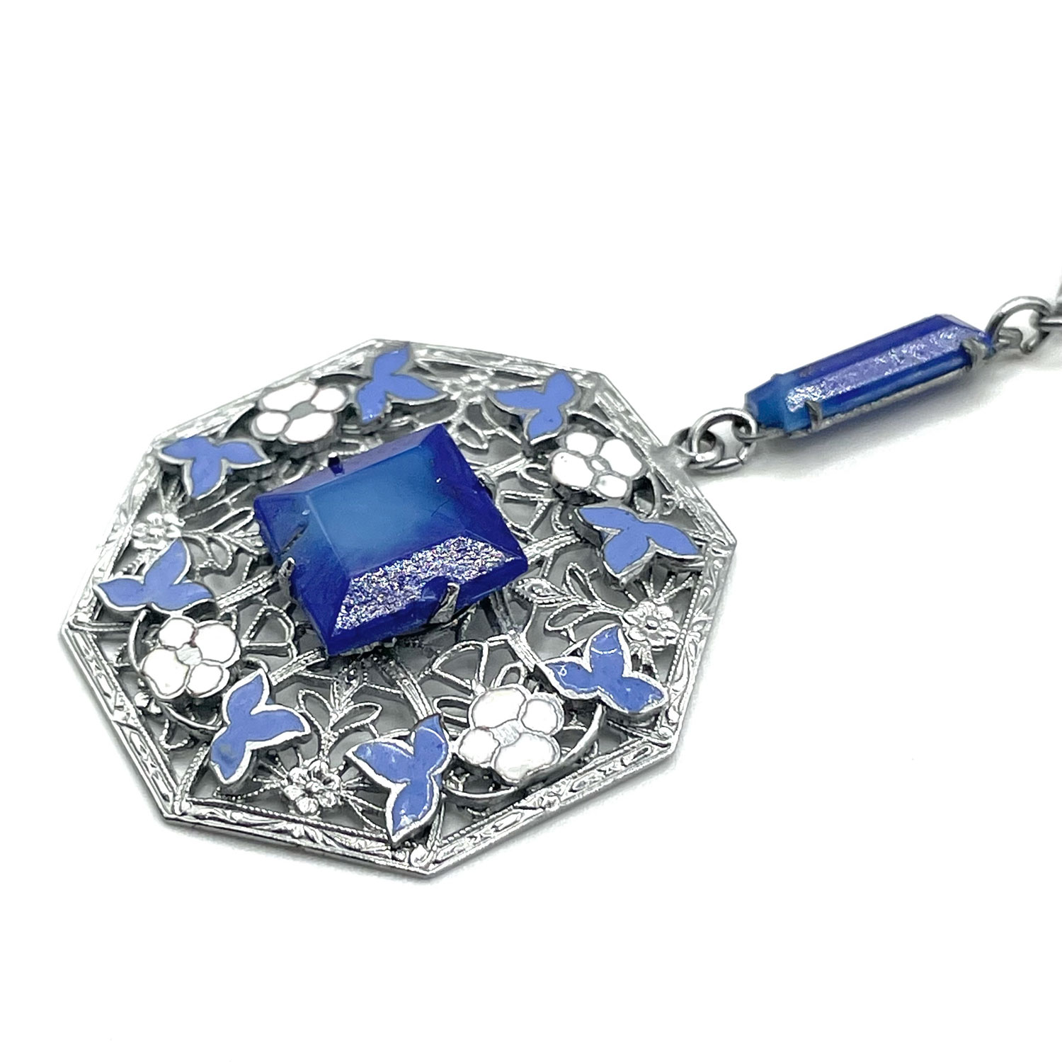 1920s enameled pendant necklace
