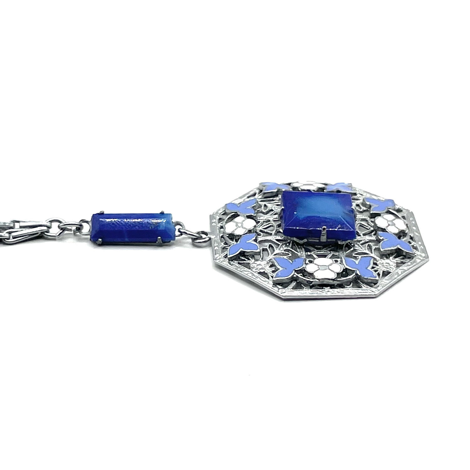 1920s enameled pendant necklace