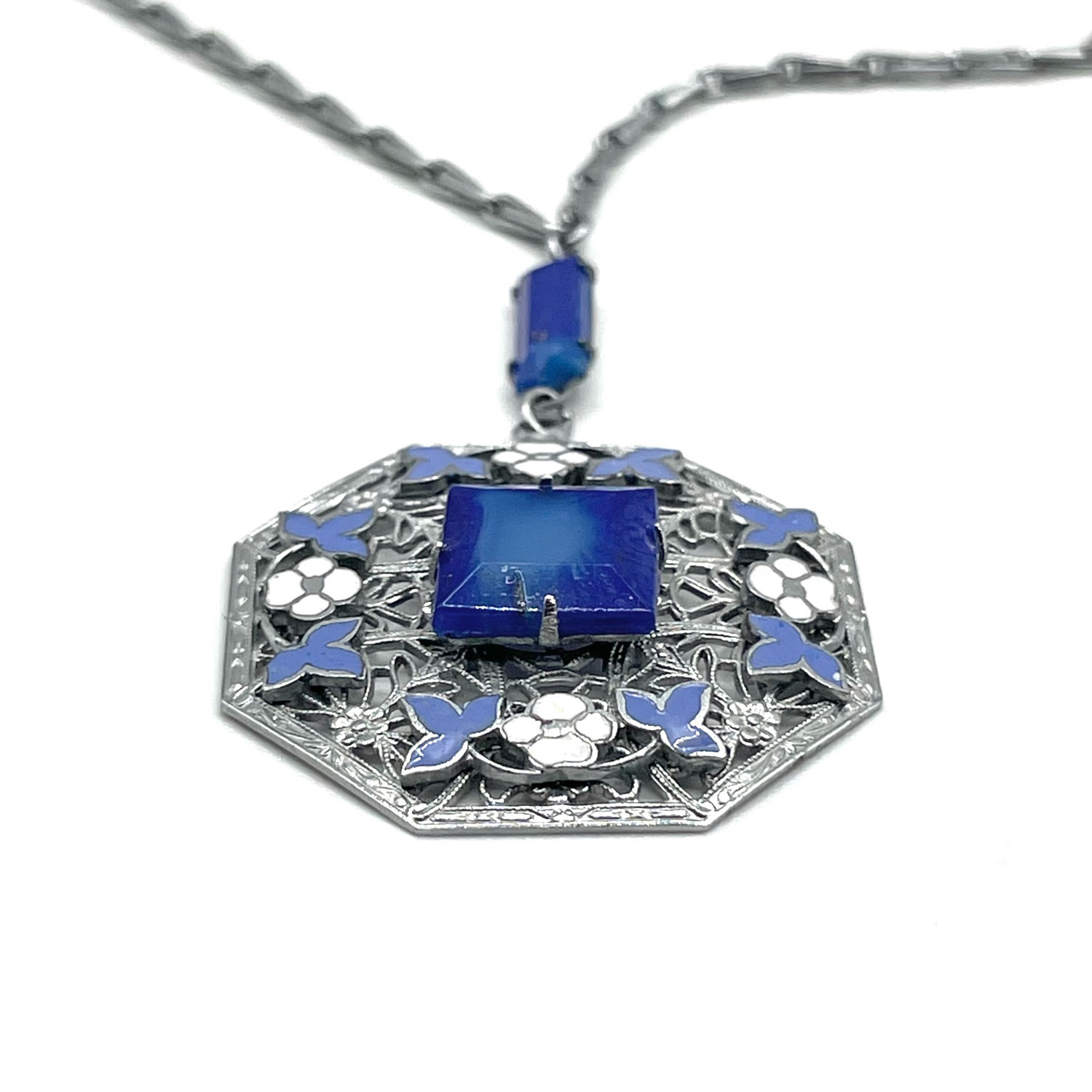 1920s enameled pendant necklace