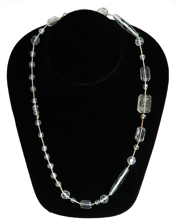 Etched glass bead necklace
