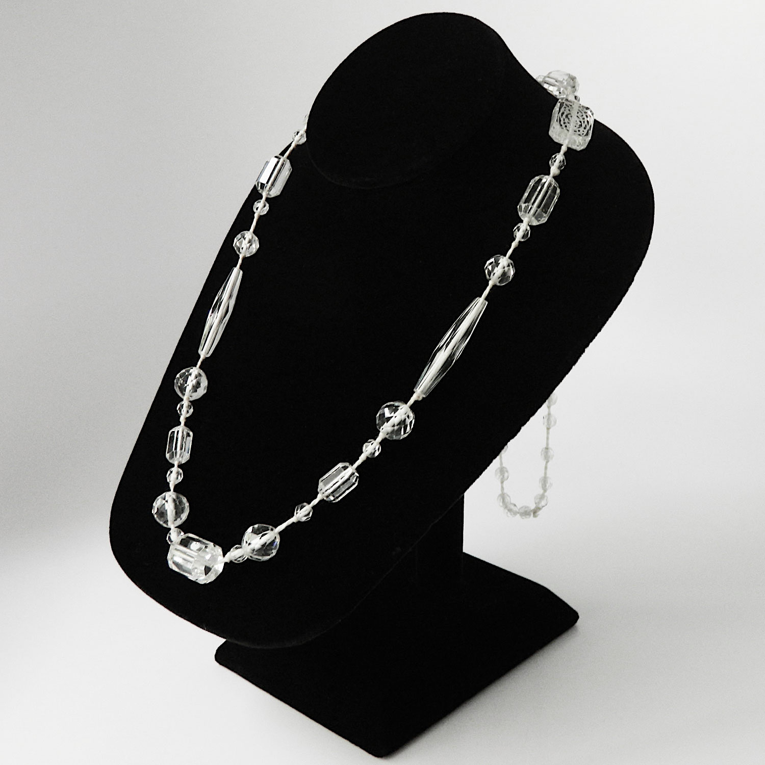 Etched glass bead necklace