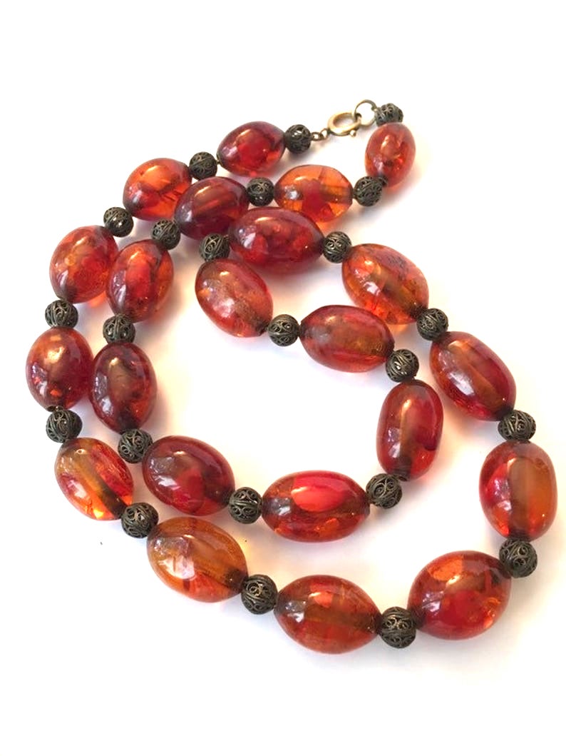 Amber bead necklace