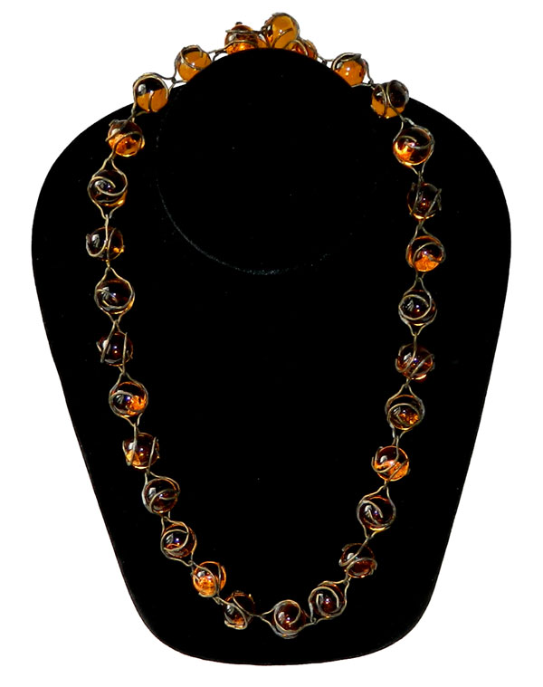 Amber glass pools of light necklace