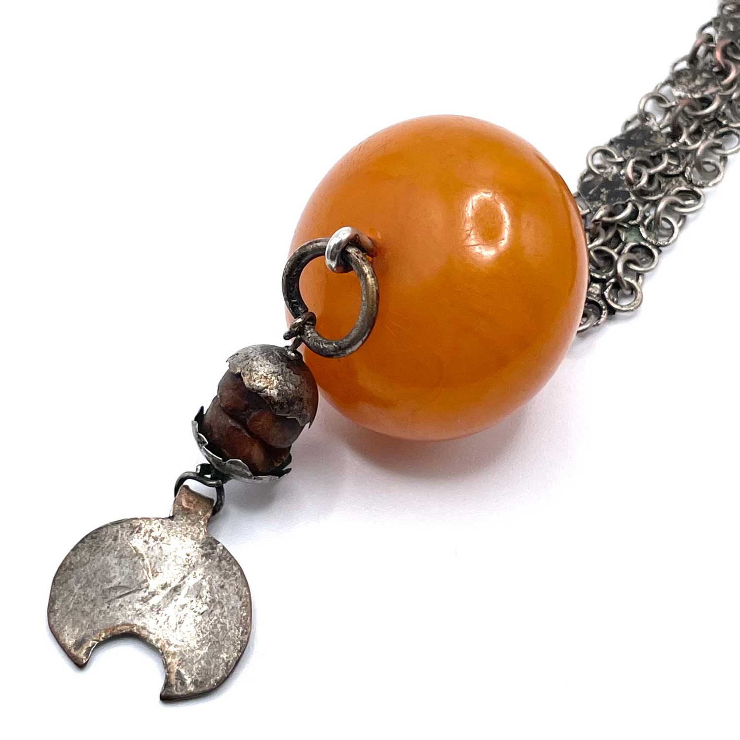 Indian amber bakelite pendant necklace