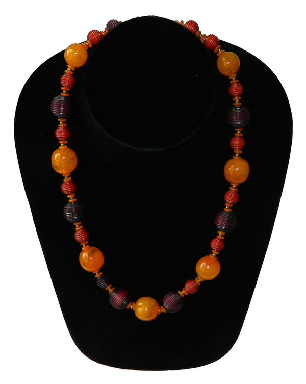 Art deco glass bead necklace