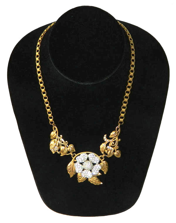 1930's floral rhinestone necklace