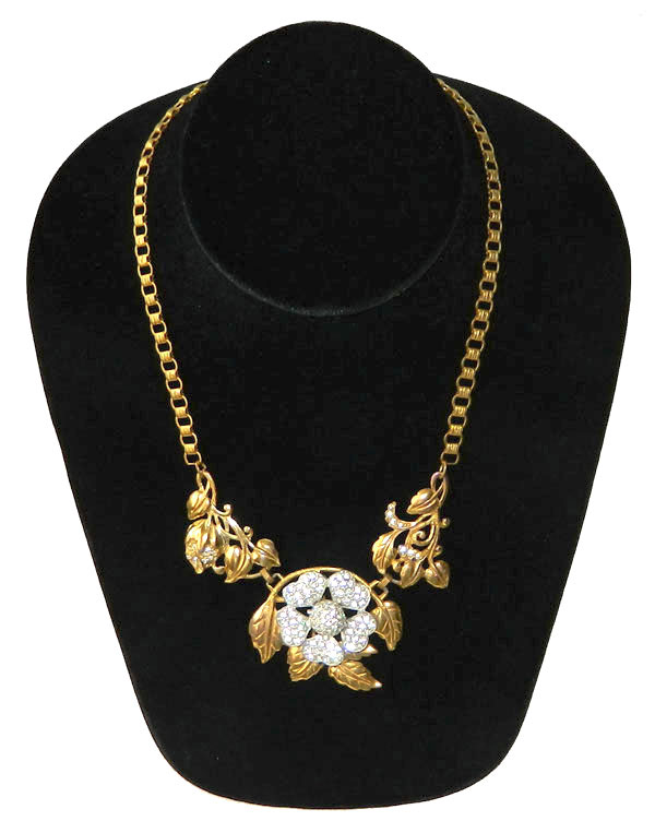 1930's floral rhinestone necklace