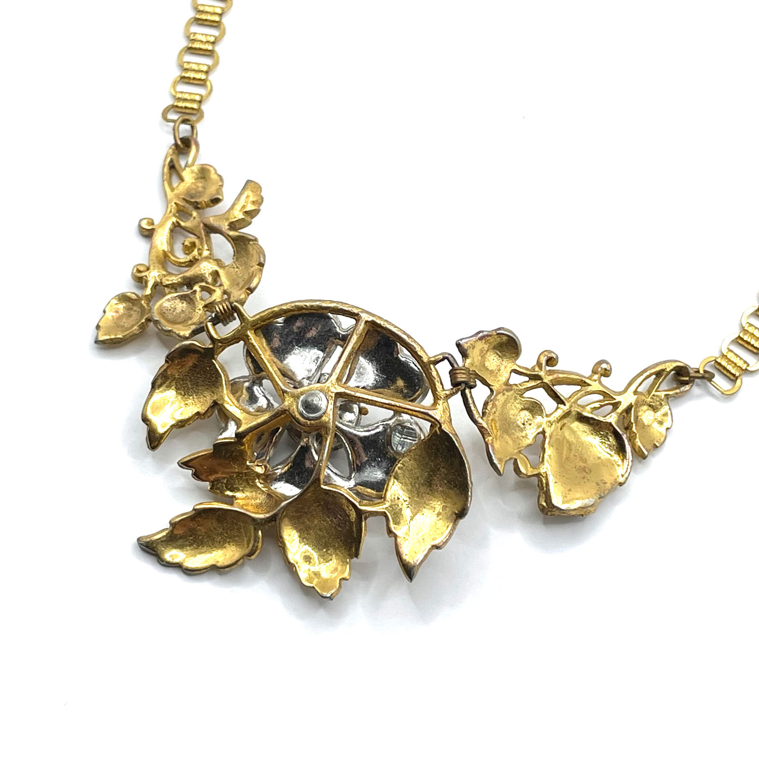 1930's floral rhinestone necklace