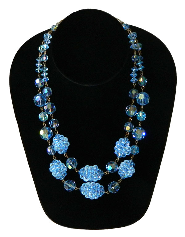 Blue aurora borealis crystal necklace